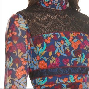 Saloni Dina Tropical Lace panel dress